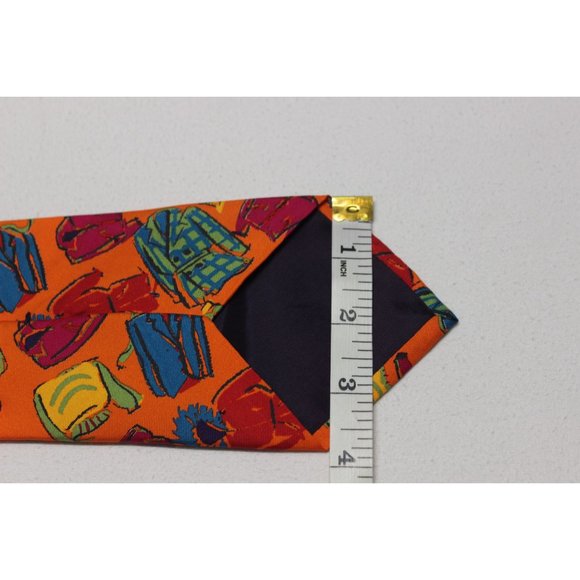 Gap vintage men's 90s Y2K novelty print Italian silk‎ tie - Picture 11 of 11